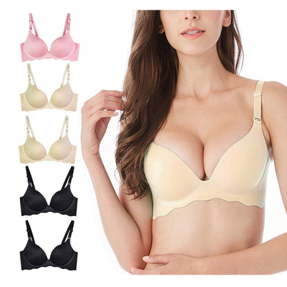 Pack of 5,Women Comfort No Wire Bras Seamless No Show Bra Pack