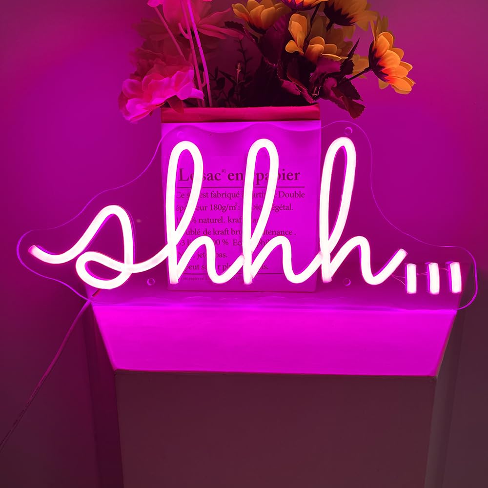 YYUAN Neon Signs for Wall Decor, Led Neon Light Sign for Bedroom Bar Club Wedding Birthday Party Engagement Party Man Cave Game Room Christmas Decor Neon Bar Sign Cheers Neon Sign for Home Bar (Shhh
