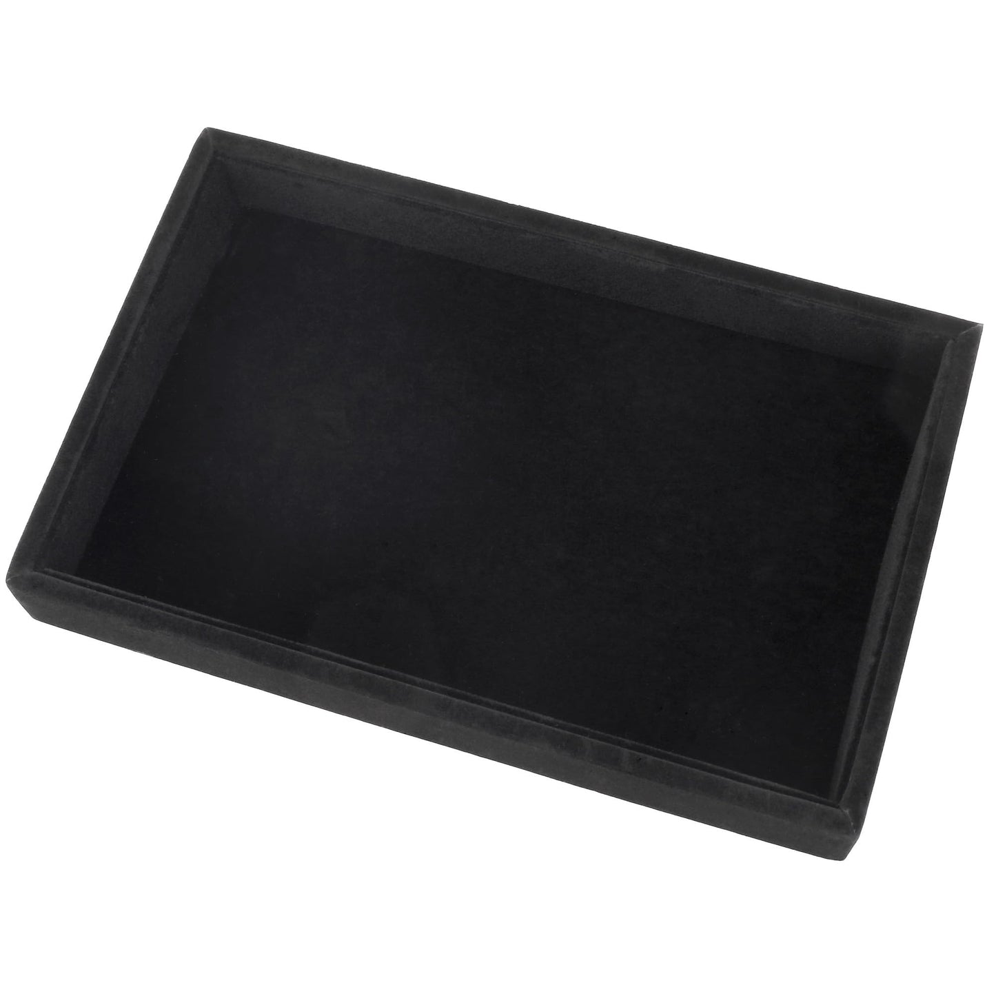 Mornajina 2 Pcs 9" x 5.7" Velvet Jewelry Tray Jewelry Display Tray, Stackable Empty Plate Trays for Earrings Necklaces Bracelet Rings Display Showcase - Black