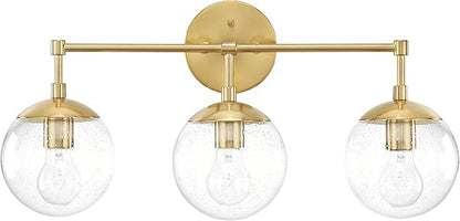 Design House Gracelyn 3-Light Dimmable Bathroom Vanity Light, Seeded Glass, Satin Gold, 24.03 in W x 8 in D x 11.65 in H, 588889-SG