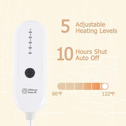 Electric Blanket Twin Size，62"x84" Heated Blanket with Overheating Protection, Extremely Cozy Soft Fast Heating with 5 Levels & 10 Hours Auto Off, Lavender Violet