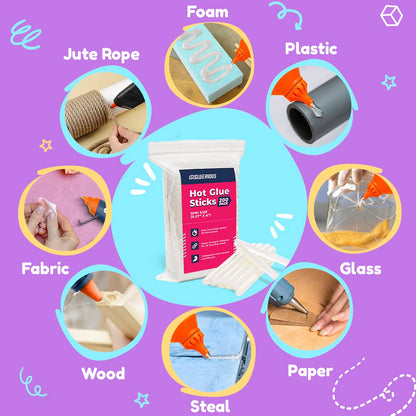 Mini Hot Glue Gun Sticks (Bulk Pack of 200) - 4" Length, 0.27" Diameter - Multi-Purpose for DIY Art, Crafts, Home Decoration, Sealing, and Repairing - Compatible with Most Glue Guns
