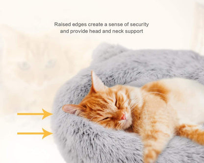 Wuudi Pet Cat Bed Dog Bed Cat Cave Cat House Plush Doughnut Cat Sofa Dog Sofa Washable Non-Slip Suitable for Cats and Dogs 55 cm (Grey)