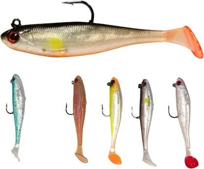 Soft Swimbait Lures - Pre-Rigged Fishing Baits with Realistic Vibration & Slow Sinking Action | Ideal for Bass, Trout, Crappie & Walleye
