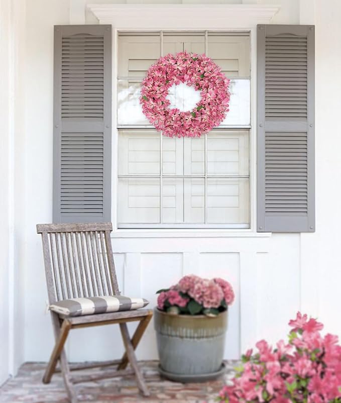 Briful Spring Wreaths for Front Door 18in Artificial Bougainvillea Flower Wreath Silk Floral Hanging Wreath Outdoor Wreaths for Home Wall Mantle Party Wedding Porch Décor