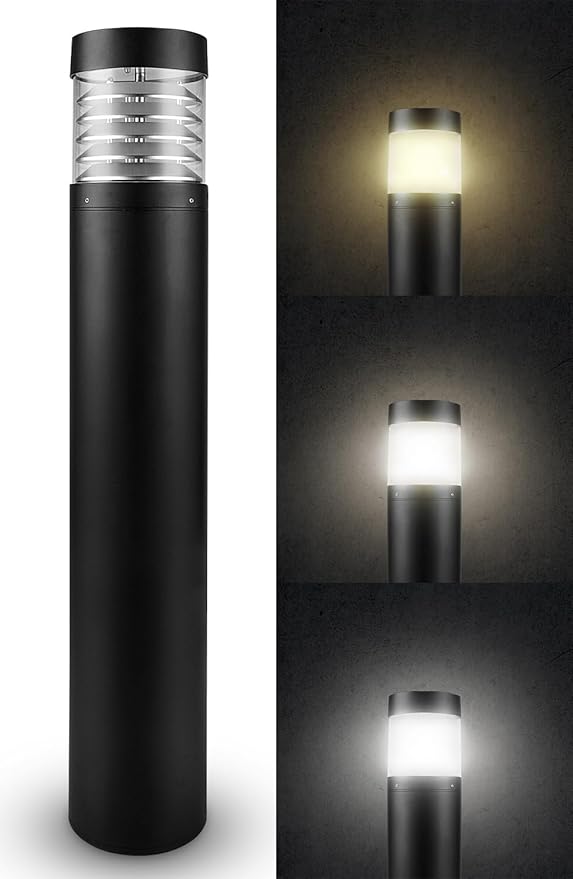 LightingLabs Led Bollard Landscape Lighting 20 Watts 39 Inch 3CCT 3000/4000/5000K 120-277V Outdoor Pathway Light Wired Ideal for Garden, Commercial and Driveway Rated IP65 ETL Listed