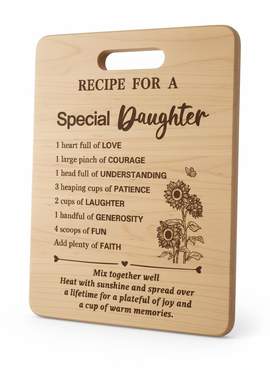 Gifts for Daughter Birthday Gift Ideas, Recipe Cutting Board for Daughter, Best Gifts for Christmas, Birthday Day Gift Bamboo Cutting Board Kitchen Decor