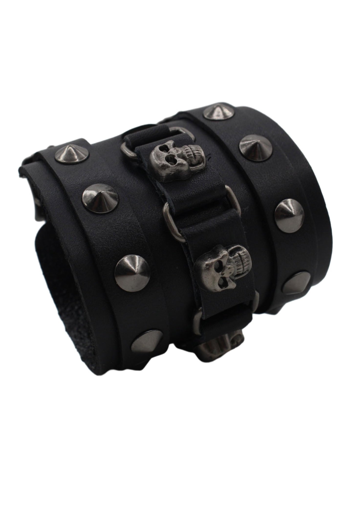 Scddboy Men's Wide Cuff Wristband,Punk Rock Biker Wide Gothic Leather Bracelet