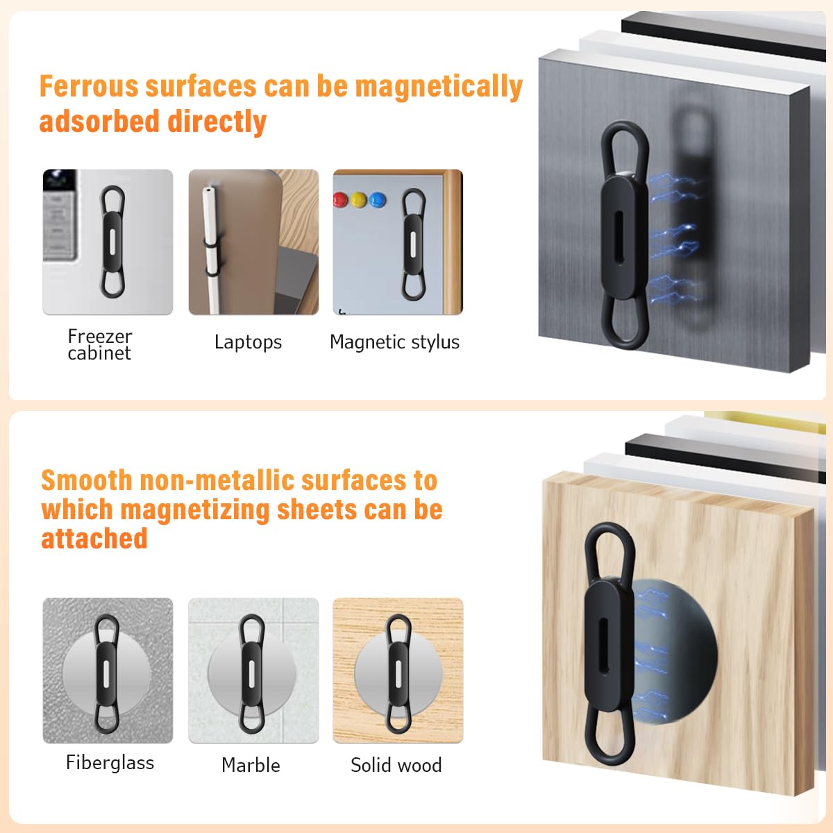 XYOFUN Magnetic Pen Holders Set of 8,Silicone Adjustable Pen Pencil Holder,Flexible Pencil Holder for Refrigerator,Whiteboards,Desk Accessories & Teacher Supplies(White-4,Black-4)