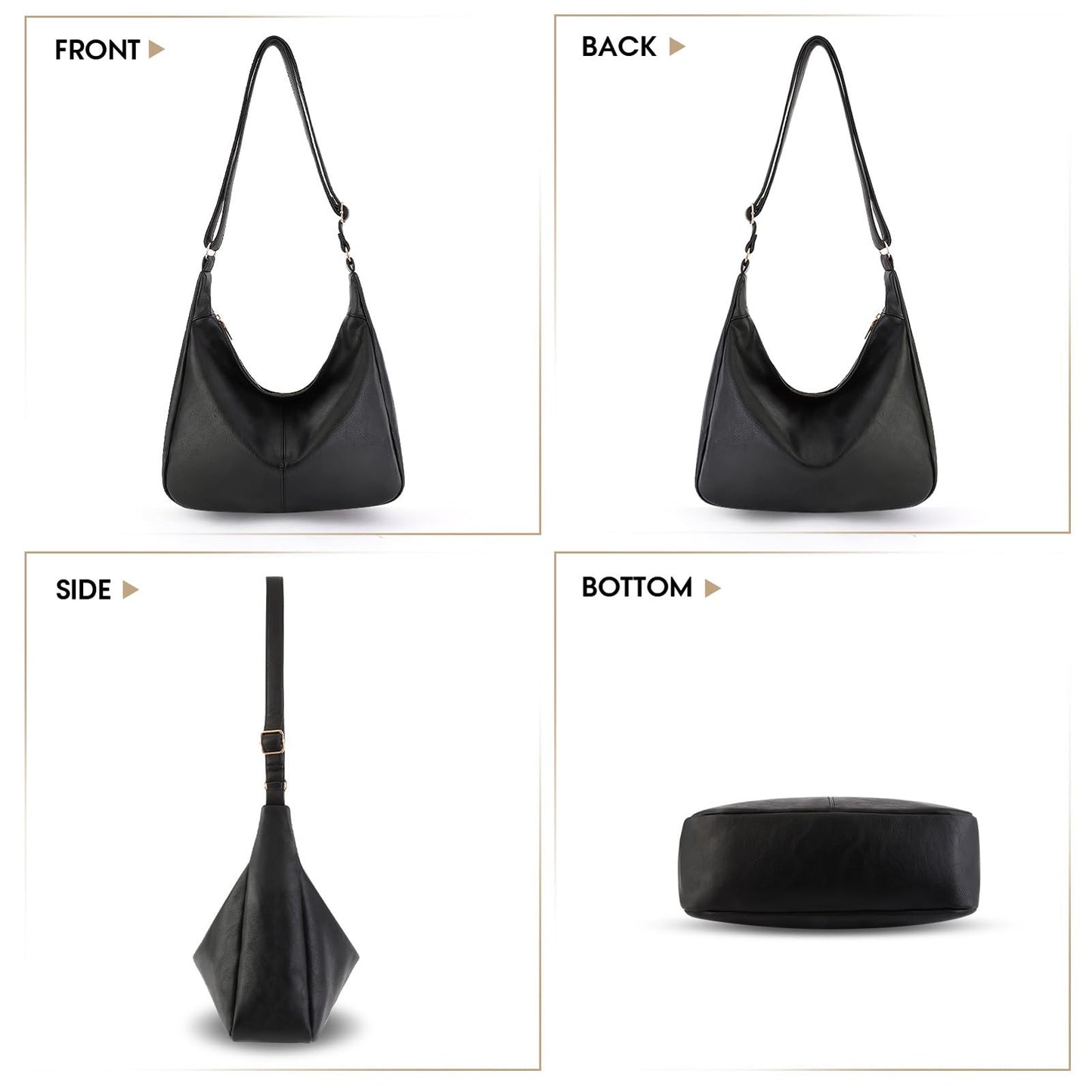 Hobo Bags for Women, Soft Vegan Leather Crossbody Bag for Women, Slouchy Shoulder bag with Adjustable Strap