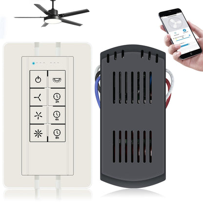 Smart WiFi Ceiling Fan Remote Control Kit, Universal 3 Speed Ceiling Fan Control with Dimmer, Compatible with Alexa, Google Assistant and Smart Life App, Remote Control Timing