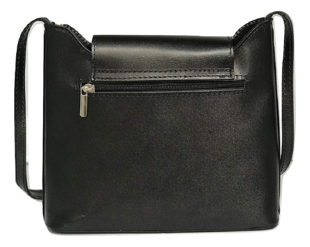 LaGaksta Isabella Crossbody Bag Purse Italian Leather, Black