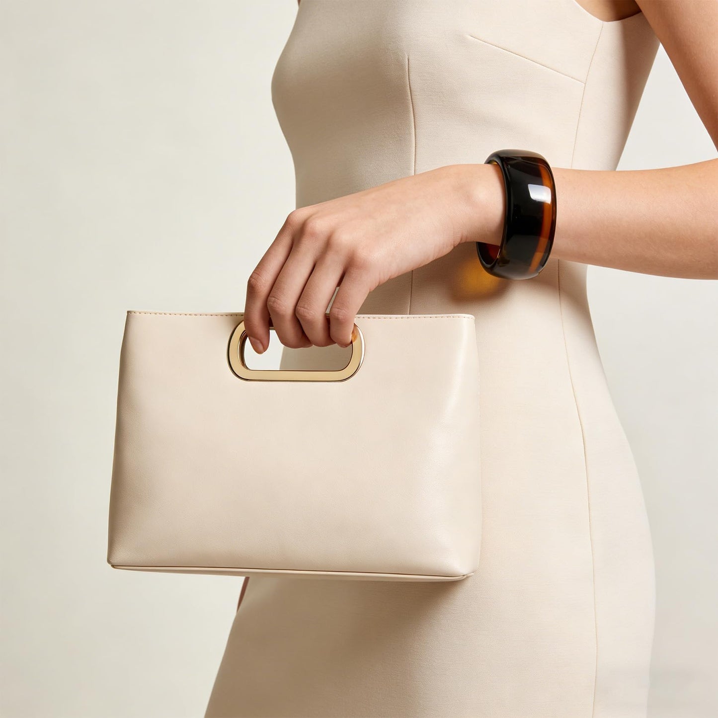 XquiziFit Clutch Purse for Women Evening Clutch Handbag for Wedding Party Formal Evening Bag with Detachable Chain Nude Clutch PU Leather
