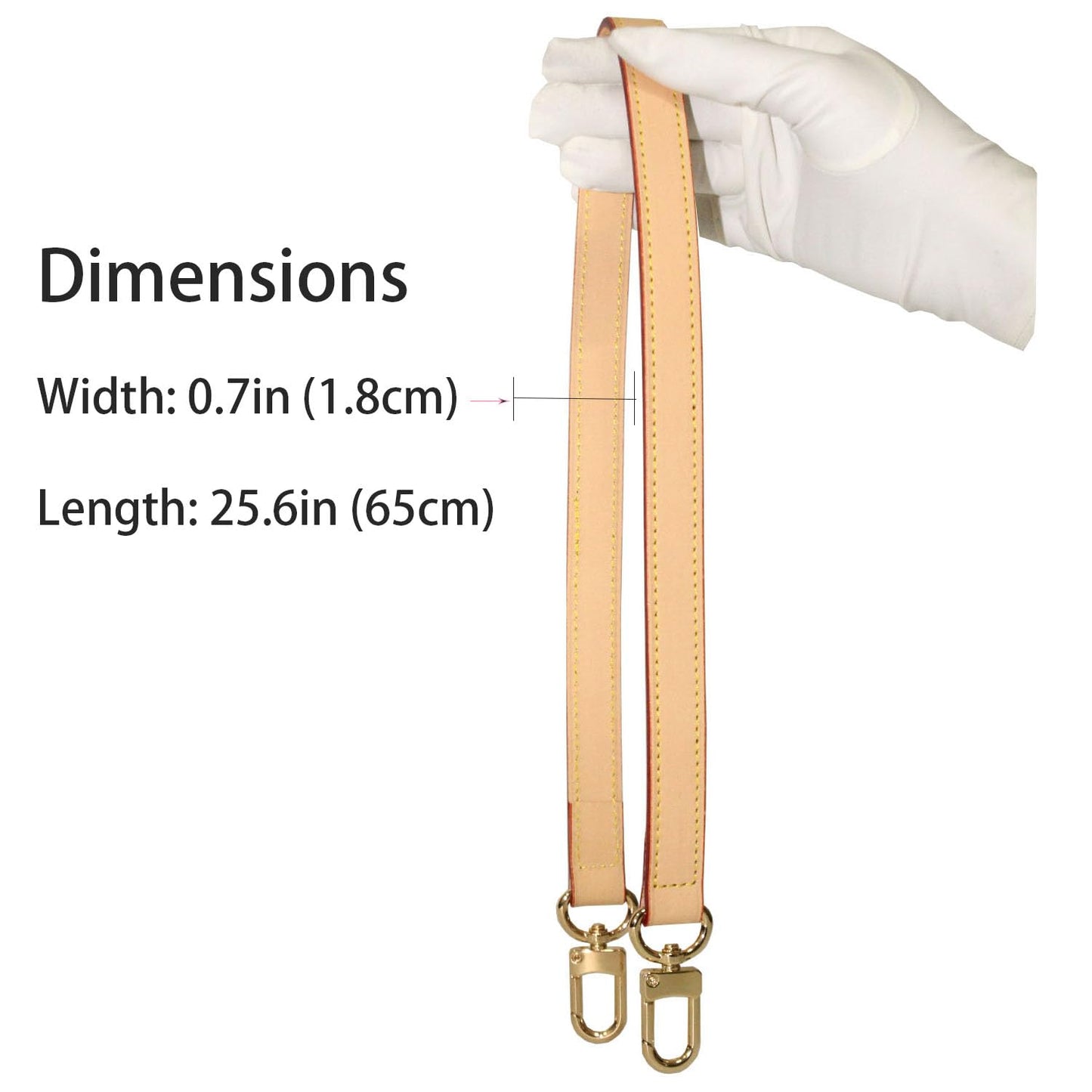 BEUDW Vachetta Leather Handbag Strap, Suitable for Changing Shoulder Straps on L V Handbags and Bucket Bags(Apricot-W:0.7in,L：25.6in)
