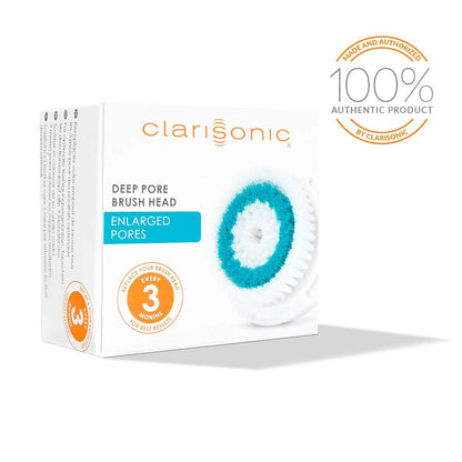 Clarisonic Deep Pore Facial Cleansing Brush Head Replacement Compatible with Mia 1, Mia 2, Mia Fit, Alpha Fit, Smart Profile Uplift and Alpha Fit X, 2 Pack