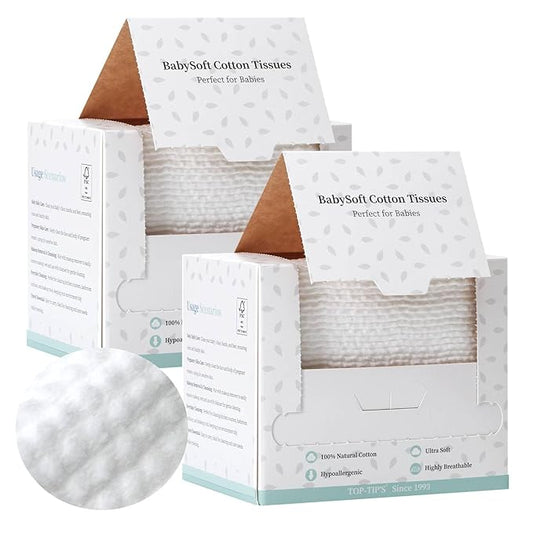 100% Pure Cotton Disposable Face Towel, 2 Pack Soft & Skin Friendly Face