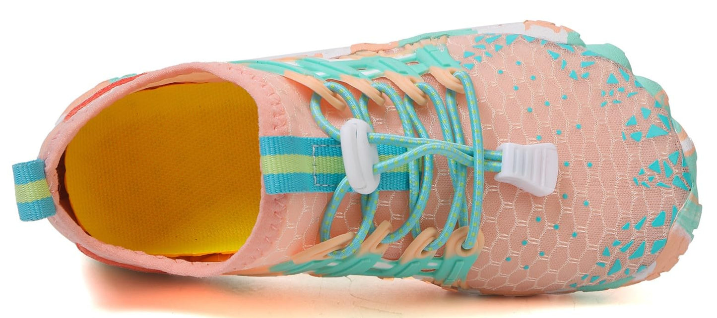 ANYUETE Water Shoes for Kids Boys Girls Aqua Socks Barefoot Beach Sports Swim Pool Outdoor Lightweight Quick Dry Pink 02 13 Little Kid