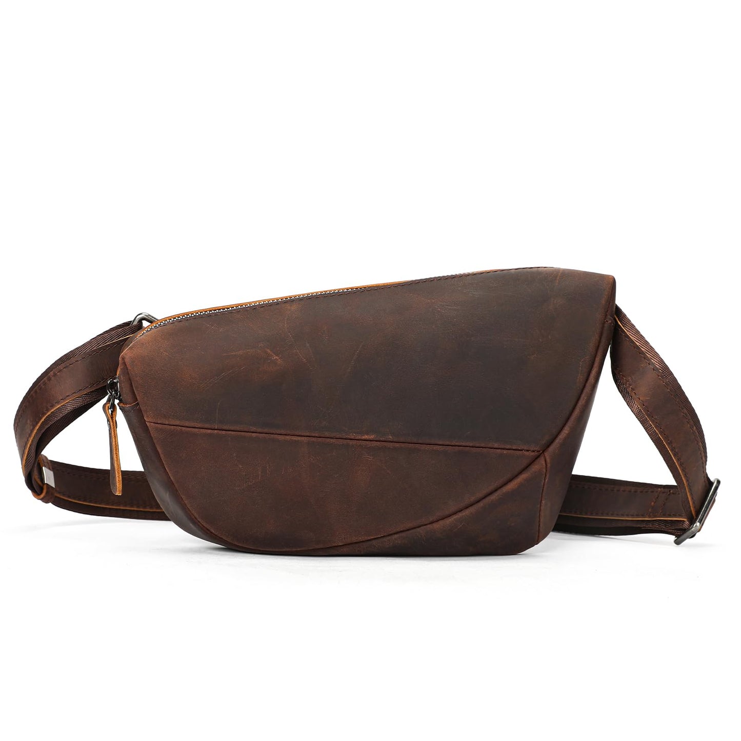 NIUCUNZH Genuine Leather Mens Sling Bag for Women Vintage Small Crossbody Bags Purse for Hiking Travel Chest Daypack (coffee)