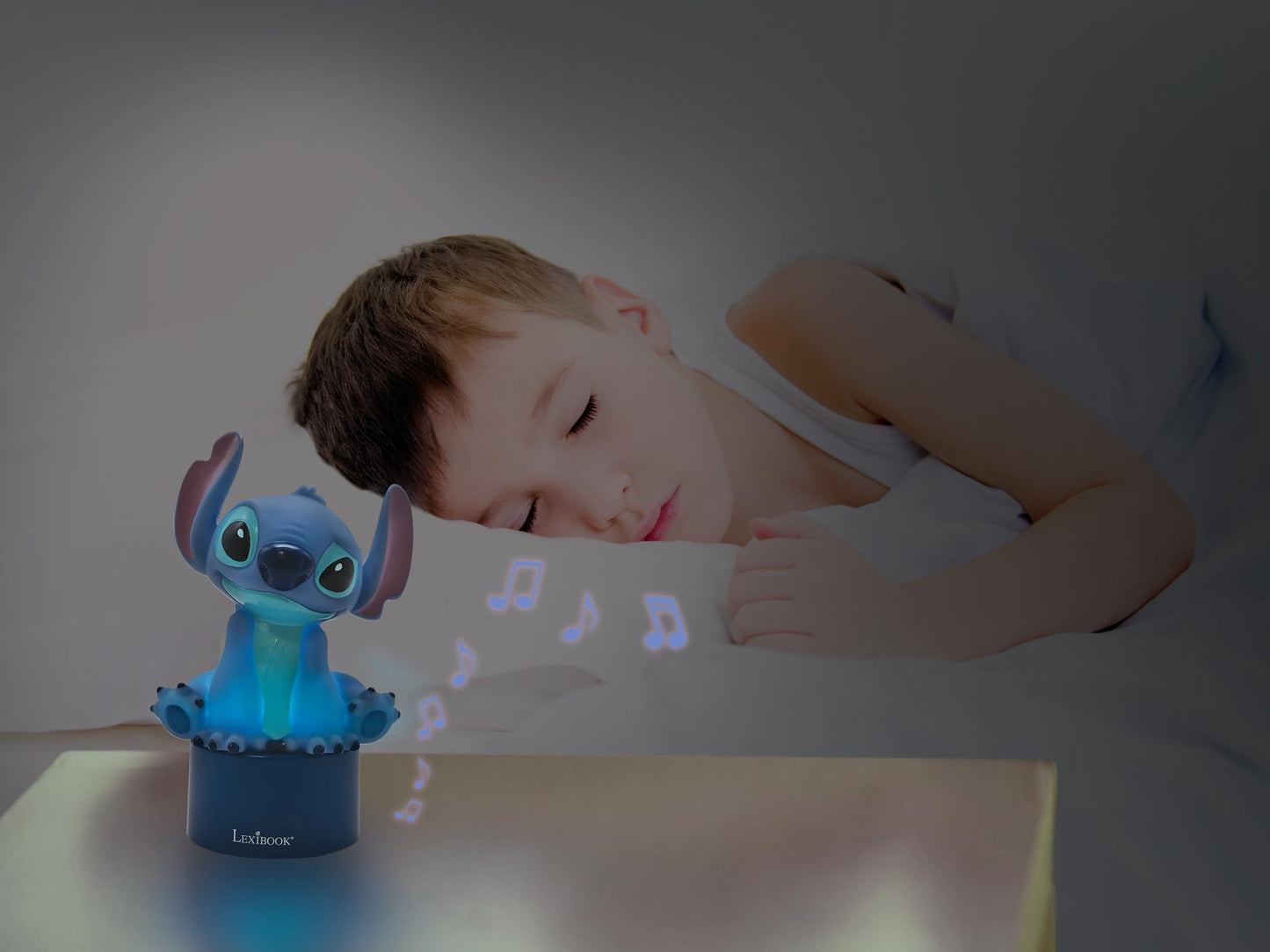 LEXiBOOK, Disney Stitch, Nightlight with Speaker, Color Change, Soft Light, Battery Operated, Blue, NS01D