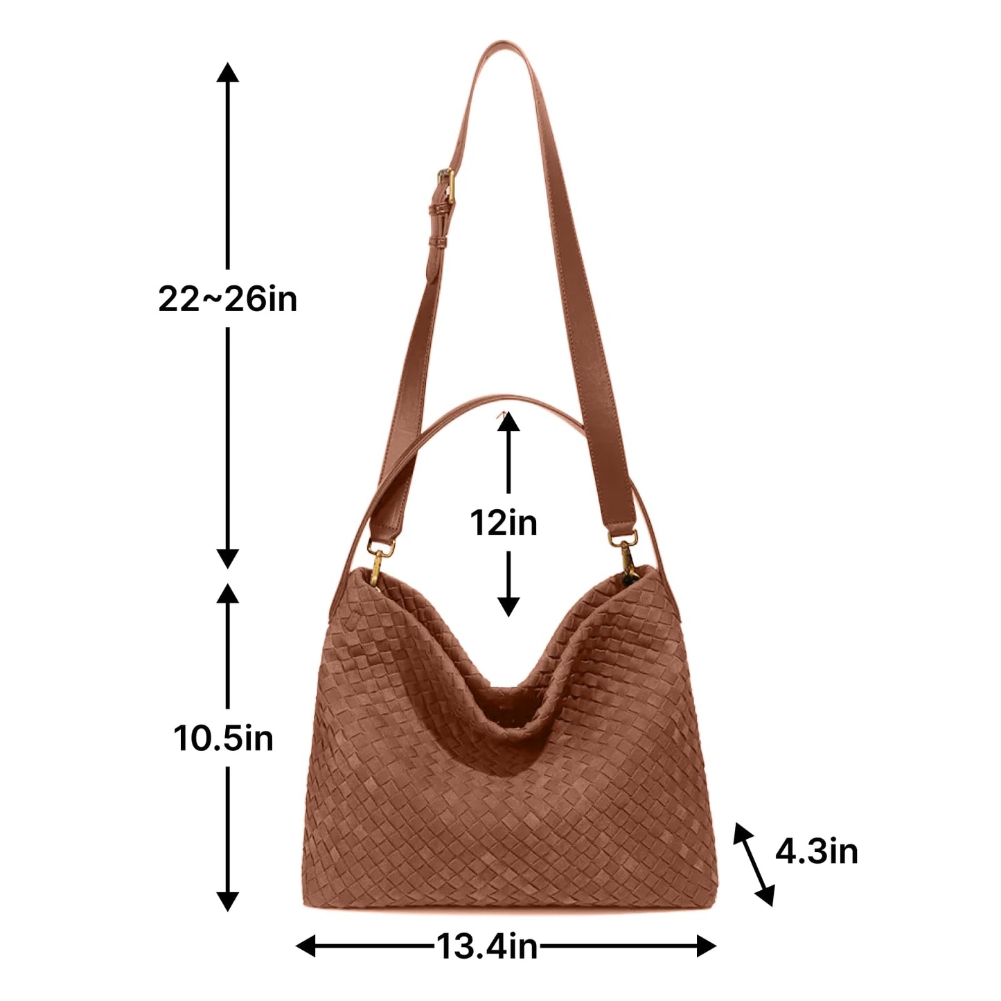 Women's Braided Suede Tote Bag Stylish Suede Hobo Shoulder Bag with Woven Details for Work Travel