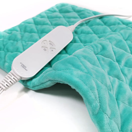 GOQOTOMO Full Weighted Electric Heating Pad for Back/Waist/Abdomen/Shoulder/Neck Pain and Cramps Relief - 2.3 lb Weighted with Auto-Shut Hot Heated Pad(12 * 24", LB002) Blue&White Grid