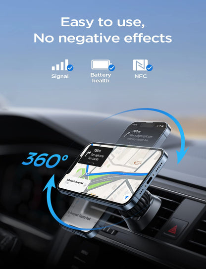 LISEN for MagSafe Car Mount [360° Rotation] Magnetic Phone Holder for Car Vent Phone Mount, Hands Free Phone Mount for Car Accessories, Phone Car Mount for iPhone Includes Vent/Dashboard Mount, Black