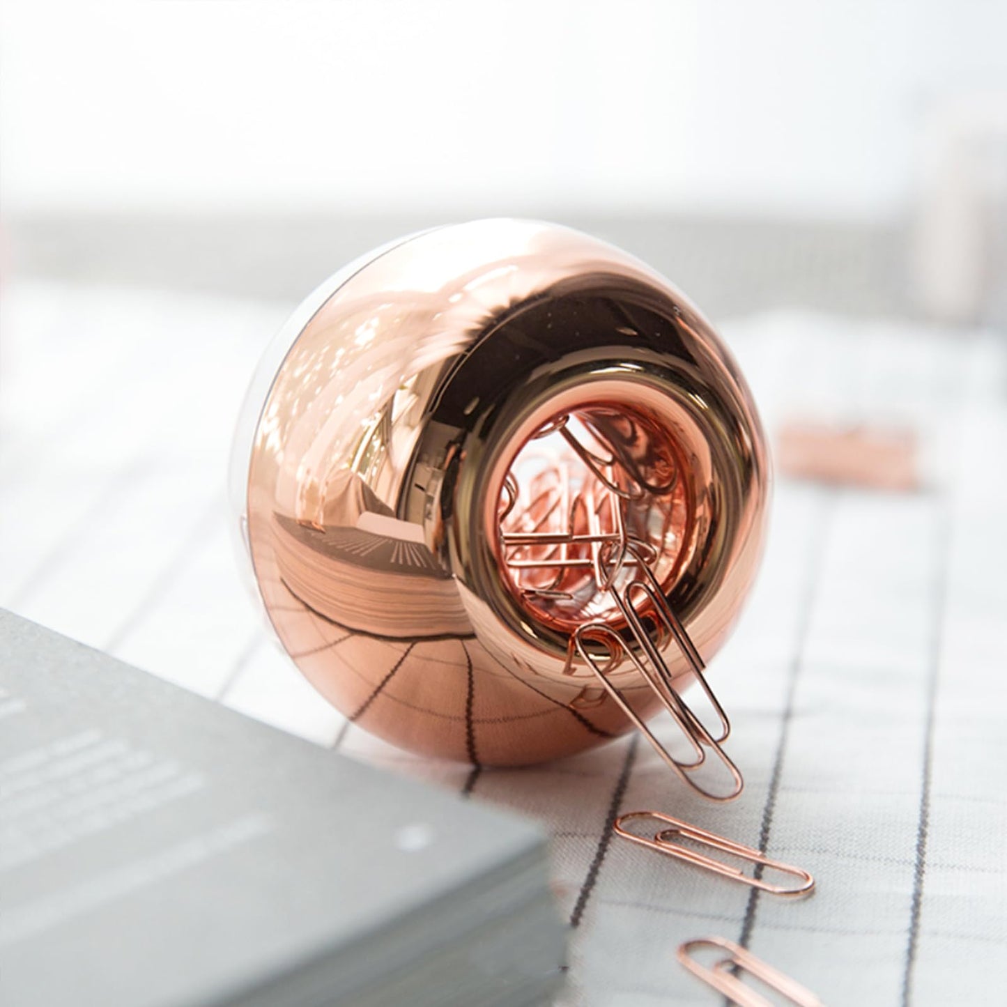 Rose Gold Paper Clip Holder Magnetic Paper Clips Dispenser with 100pcs Paperclips for Desk Office School Home Organizers Accessories Gift Idea (Rose Gold)