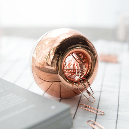 Rose Gold Paper Clip Holder Magnetic Paper Clips Dispenser with 100pcs Paperclips for Desk Office School Home Organizers Accessories Gift Idea (Rose Gold)