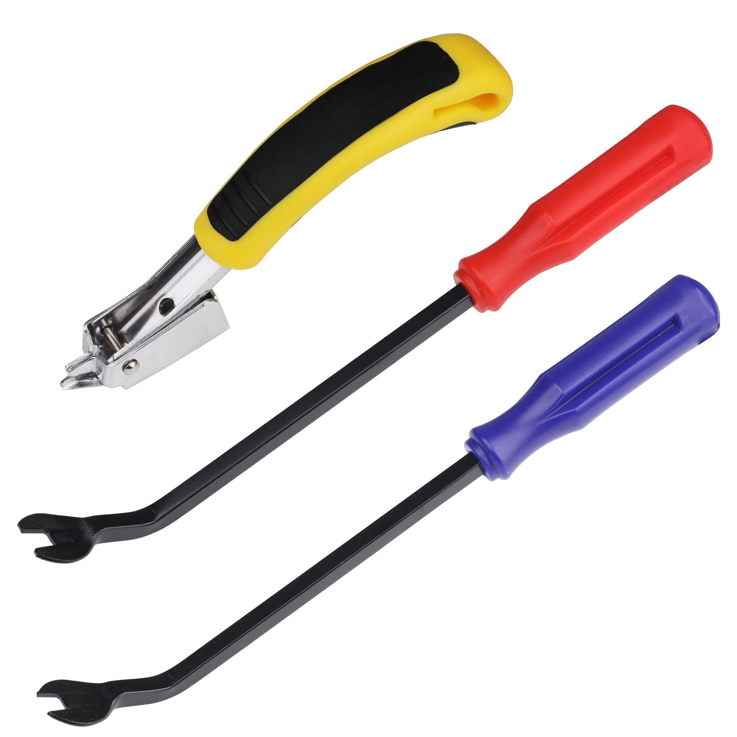 Upholstery Staple Remover Heavy Duty Staple Puller for Removing Carton Construction Upholstery Staples Removal Tool with Non-Slip Handle for Furniture, Carpet, Carton, Floor 3 Pcs