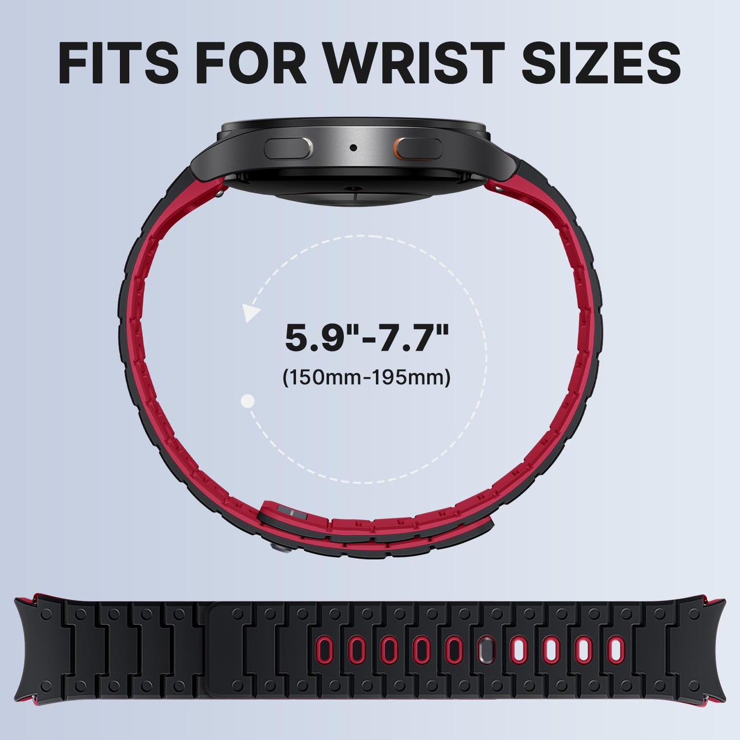 Bandletic Silicone Magnetic Band Compatible with Samsung Galaxy Watch 7 6 5 4 FE 40mm 44mm/Watch 6 4 Classic 43mm 47mm 42mm 46mm/Watch 5 Pro 45mm, 20mm No Gap Soft Sport Strap for Men Women