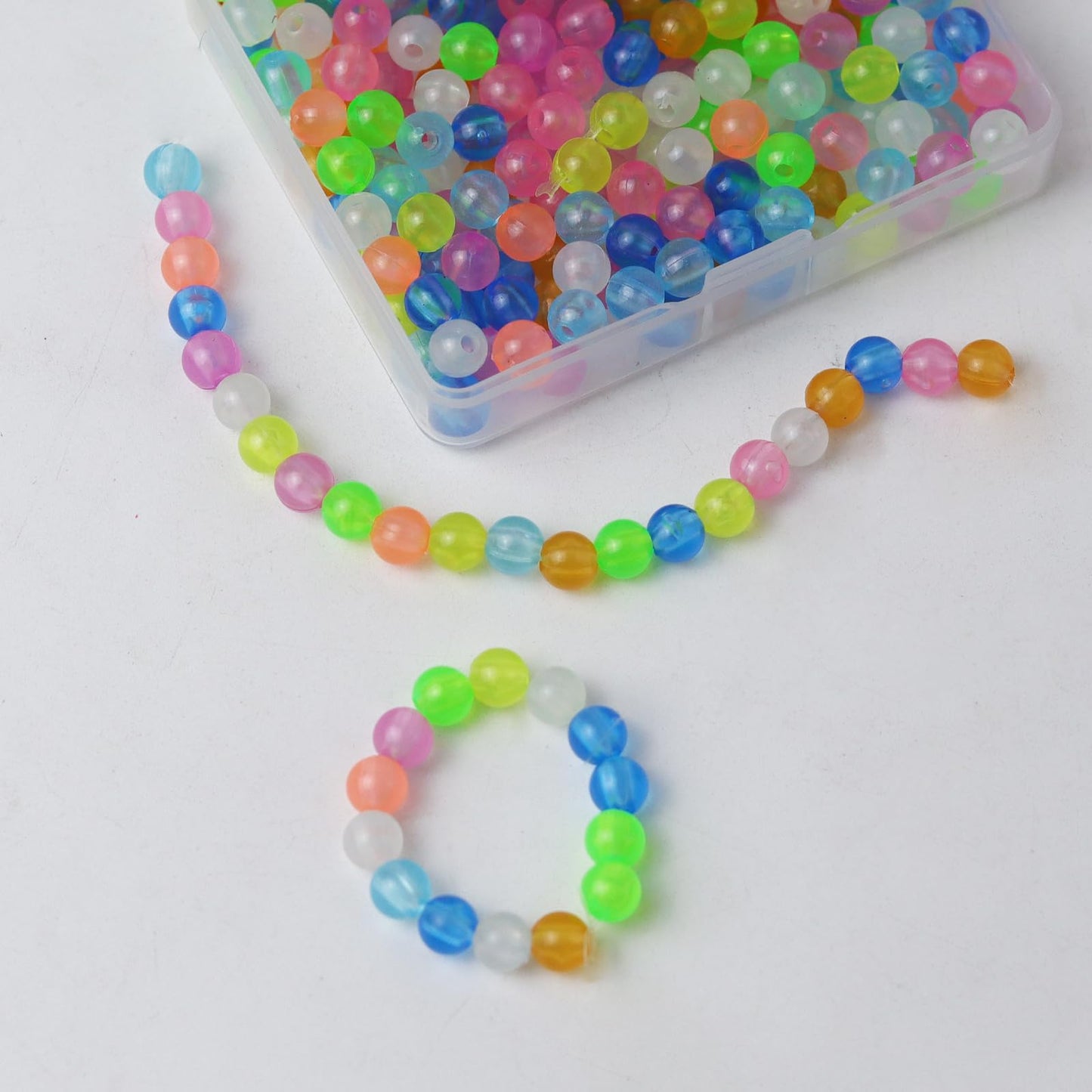 MAFIMOEA 200/500pcs Luminous Fishing Beads Bait Eggs Assorted Set Plastic Fishing Line Rig Bead for Bass Catfish 6mm 10mm Freshwater Saltwater