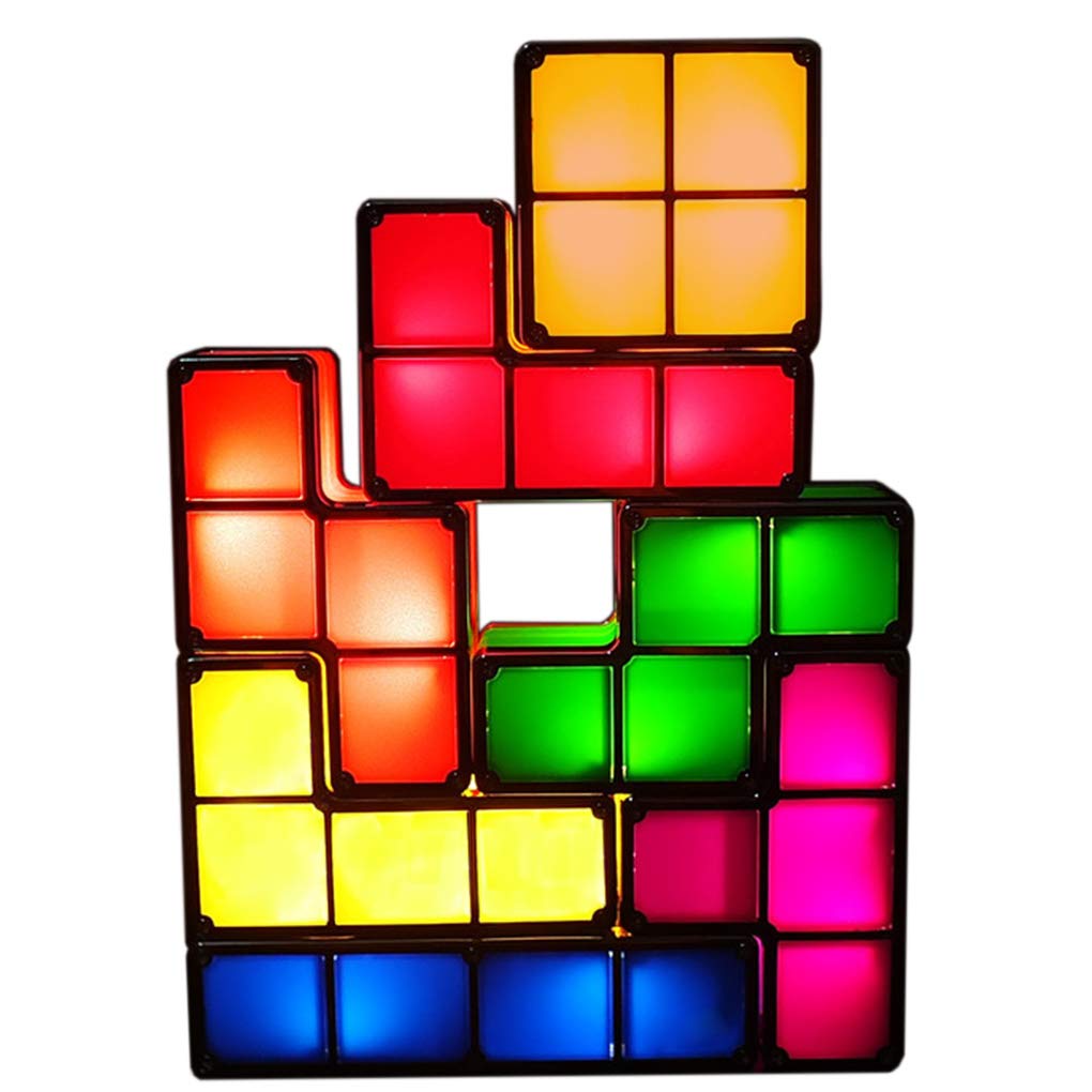Bitopbi 7 PCS Stackable Night Light 3D Puzzles Toy 7 Colors Magic Blocks Induction Interlocking LED Novelty Desk Lamp Lighting DIY for Teens and Adults Home Deco Great Gift for Birthday
