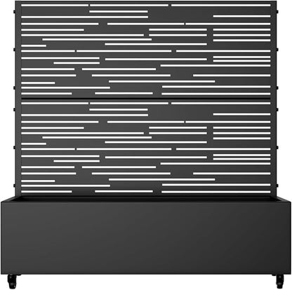 Casaphoria Metal Raised Garden Bed with Trellis and Wheels, 47"x47"x16" Planter Box for Climbing Plants, Vegetables & Vines, Features Drainage Holes and Privacy Screen (Black-Shine)