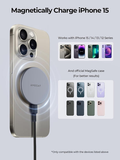 Wireless Charging Pad, MagFusion Aura 15W Fast Charging Qi2 Certified Magnetic Wireless Charger Compatible with MagSafe for iPhone17/16/15/14/13/12 Series