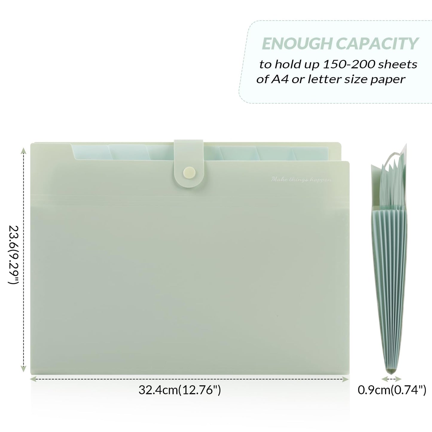 SKYDUE Expanding File Organizer with 8 Pockets, Accordion File Folders with Labels, Portable Document Paper Bill Receipt Organizer, Home College School Office Supplies, Letter Size,Light Green