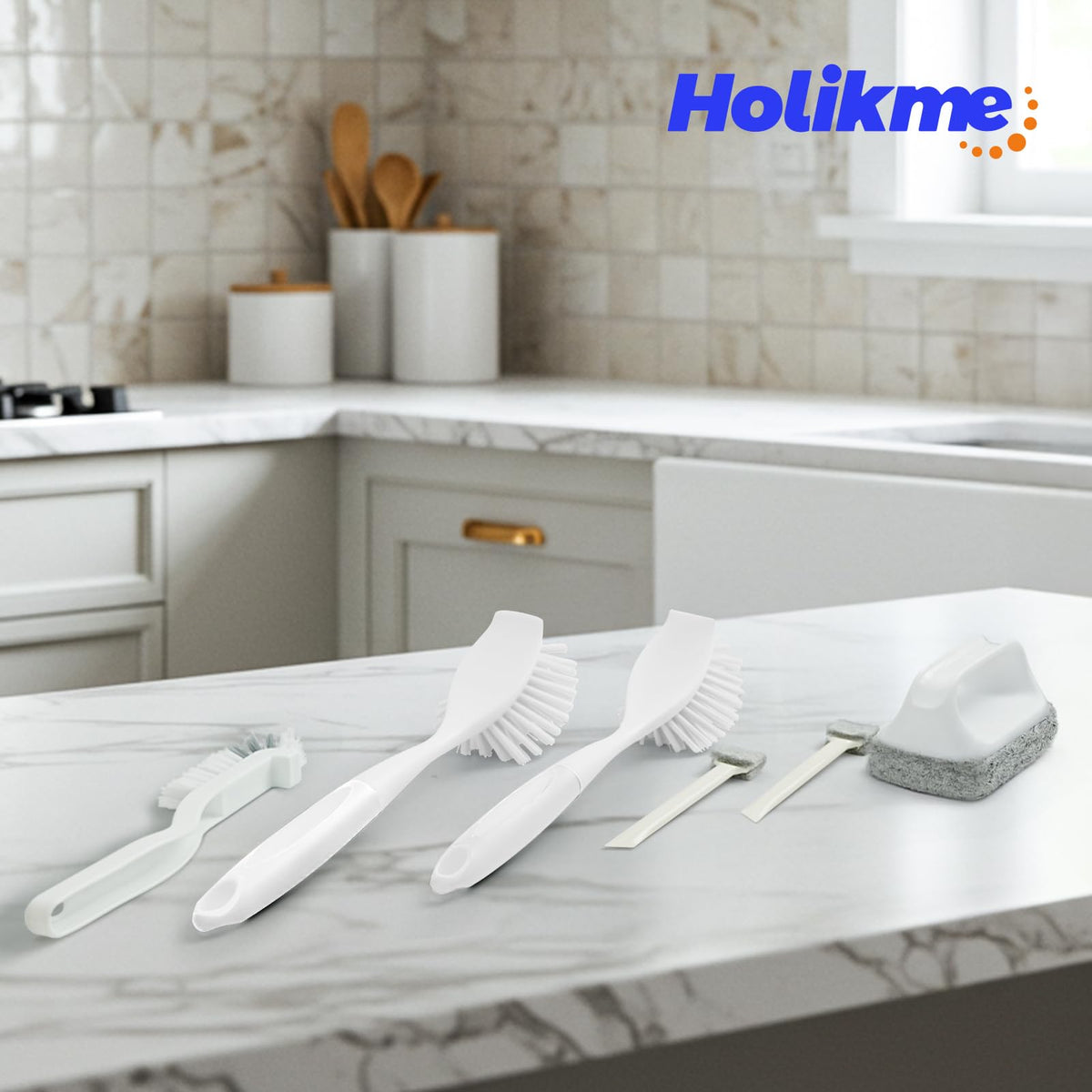 Holikme 6Pack Kitchen Cleaning Brush, Green