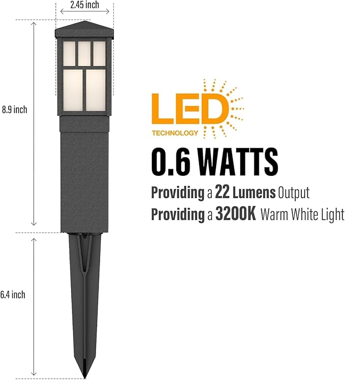 Low Voltage Landscape Lights Outdoor Pathway Lighting 8 Pack LED Path Lights 12V Landscape Light Mission Collection Bollard Decoration for Outdoor Outside Garden Driveway 8419-4321-08