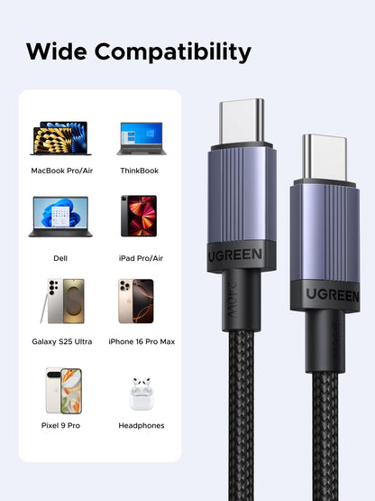 UGREEN 2-Pack 240W USB C to USB C Cable, Fast Charging USB C Cable for iPhone 17 Pro Max/16/14, Galaxy S25/S25/S24, Pixel 9/8/7, MacBook Pro/Air, ThinkBook, Dell XPS, iPad Pro/Air, Steam Deck, 10FT