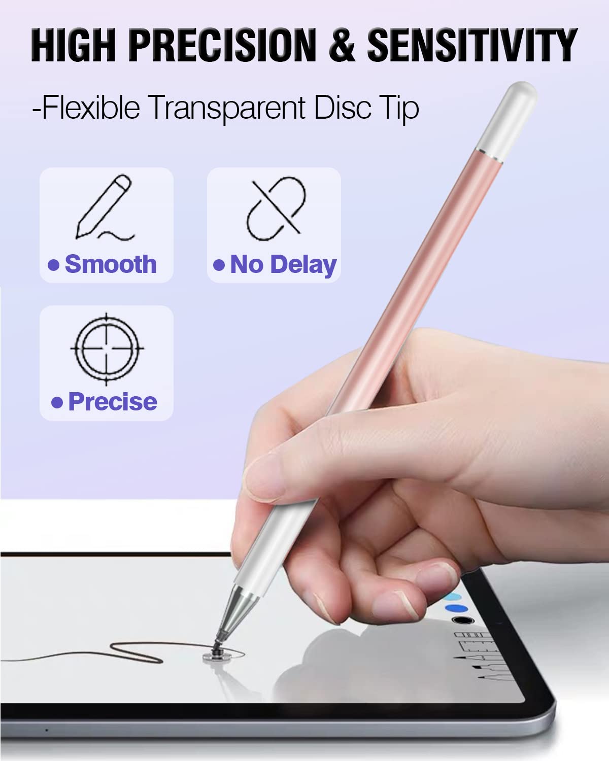 Stylus Pens for Touch Screens, 2 in 1 High Precision Universal Stylus Pen for iPad Compatible with Apple, iPhone, iPad, Android, Microsoft Tablets, Phones, 3 Pack - Blue, Pink, Purple