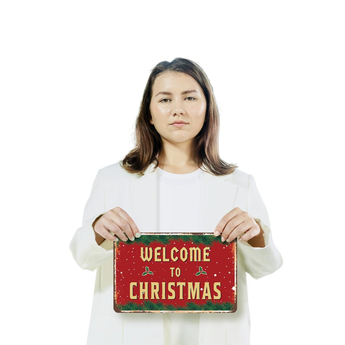 Welcome To Christmas (2 Pack) 8 Inch x 12 Inch Novelty Plastic Sign Cookies Cocoa Cheer Durable Weatherproof Perfect for Entryways Mantels Shops Fun Gift for Holiday Lovers Families Neighbors