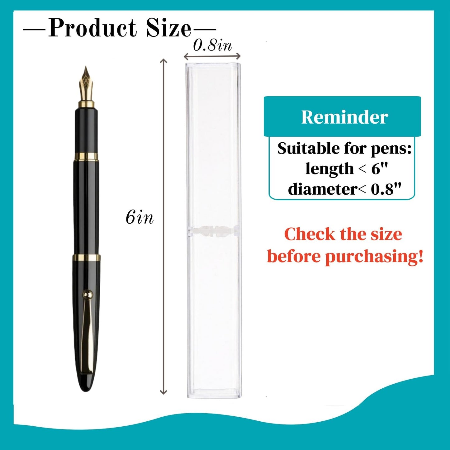 Mezchi 50 Pack Acrylic Pen Gift Boxes, Clear Pen Gift Box, Empty Pen Cases, Reusable Plastic Pen Display Case for Single Pen, School Office Supplies