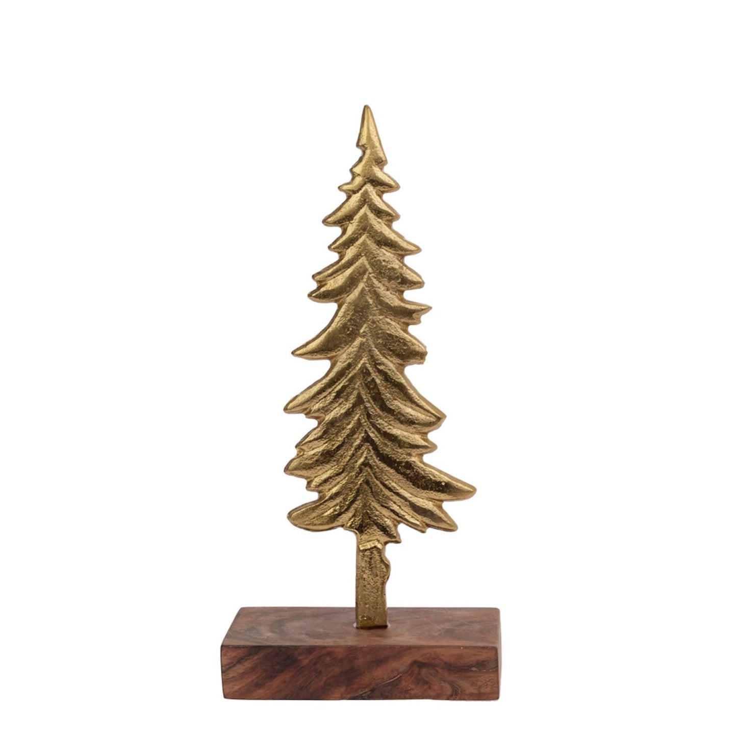 Boston International Christmas Tree for Tabletop Mantel Shelf Winter Holiday Decorations for Home, Small, Gilded Gold Spruce Tree on Wood Base
