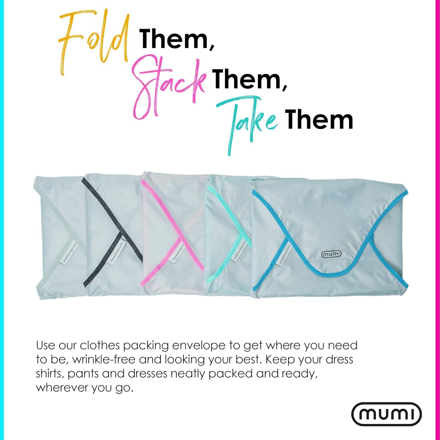 MUMI Travel Garment Bag Folder – 14.5" x 10.5" Foldable Clothes Organizer for Luggage | Anti-Wrinkle Suit & Shirt Case for Men & Women | Carry-On Garment Bag for Travel, Flights & Packing (Pink)