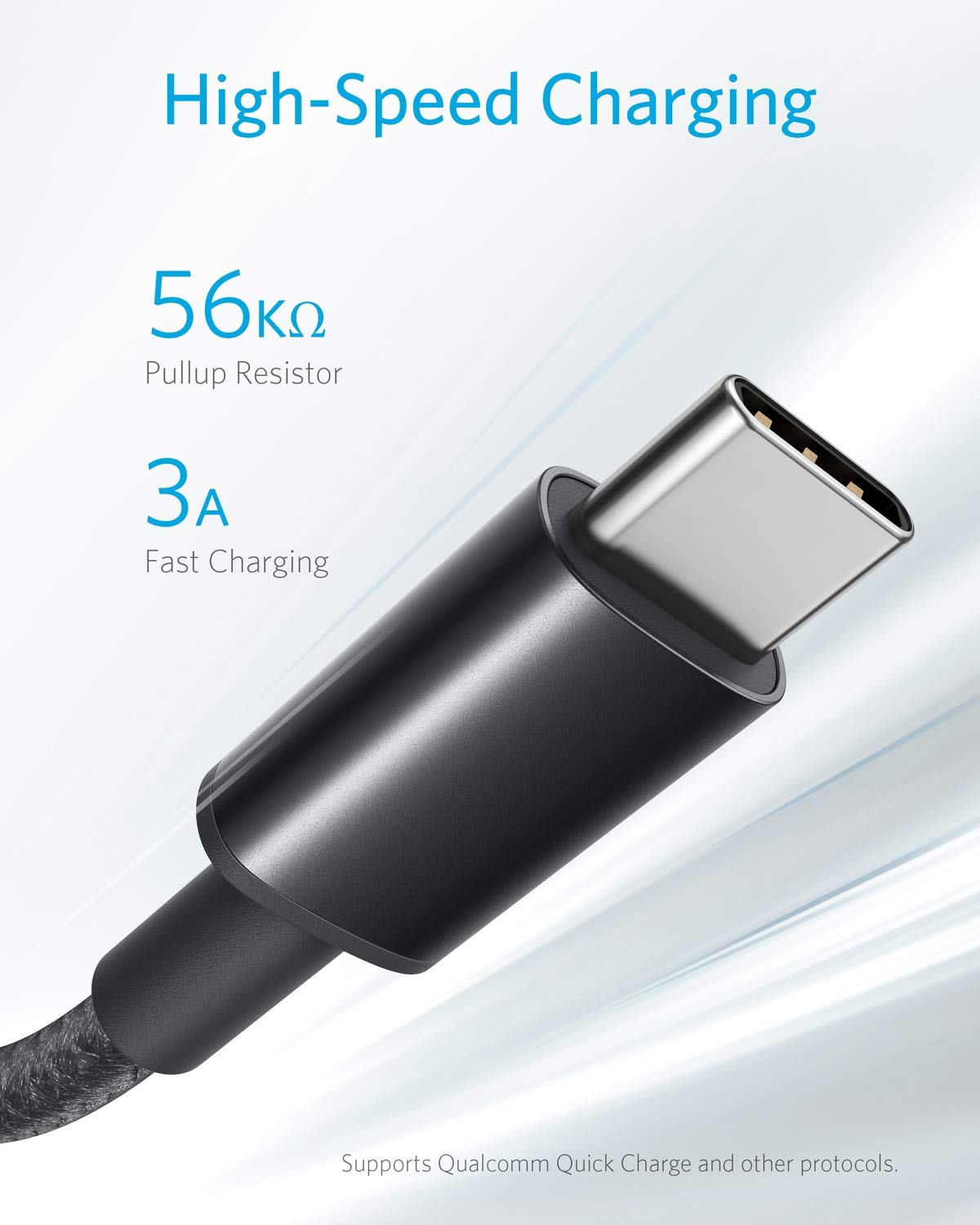 Anker USB Type C Cable, [2-Pack, 6 ft] Premium Nylon USB-A to USB-C Fast Charging Type C Cable, for Galaxy S10 / Note 8, LG V20 and Other USB C Charger