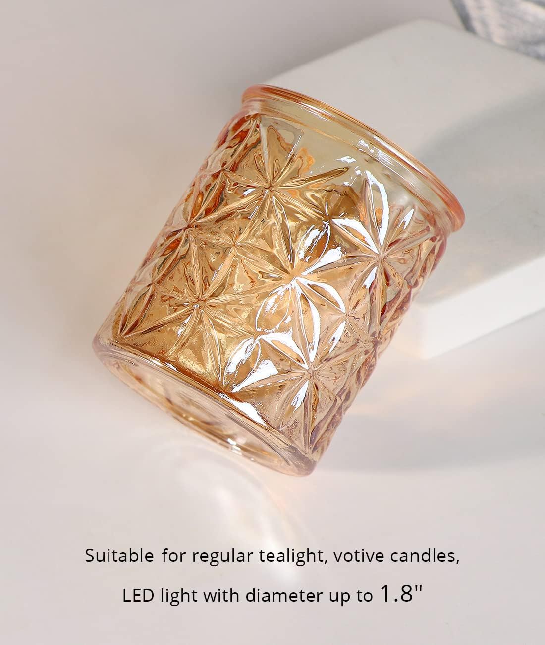 Gold Votive Candle Holders Set of 12, Tea Lights Candle Holders Glass for Wedding Table Centerpieces, Gold Candle Holder for Christmas Party Diwali Centerpieces for Table, Home Party Supplies