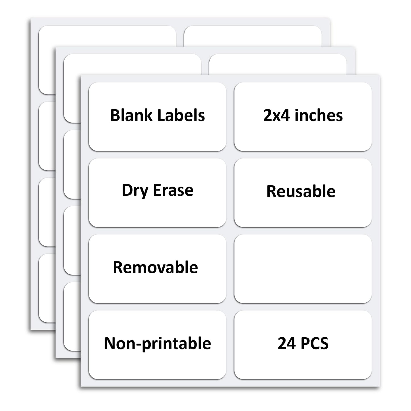 SVNOOC Multi-Use Removable Dry Erase Labels Stickers, White, Reusable Sticky Notes (2x4 inches) (2 * 4 inches White)