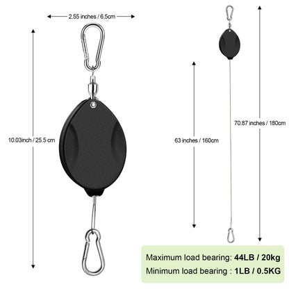 ZUZUAN 2025Upgraded 3Pcs Heavy Duty Retractable Plant Hanger,Plant Pulleys for Hanging Plants,Easy to Raise & Lower,Auto Lock,Adjustable Hook for Garden Baskets Pots,Birds Feeder and Grow Lights,Black
