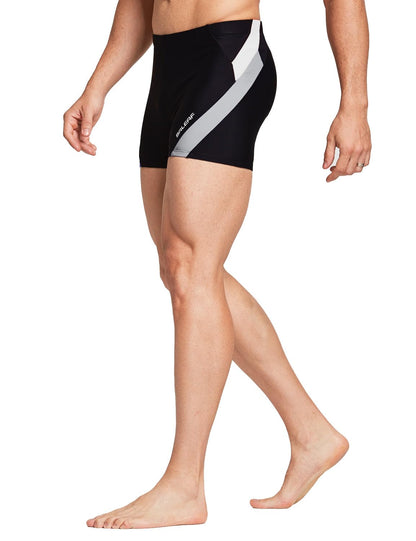 baleaf Men's Spandex Swim Shorts Athletic Competitive Swimwear Lap Swimming Suits Gray/White L
