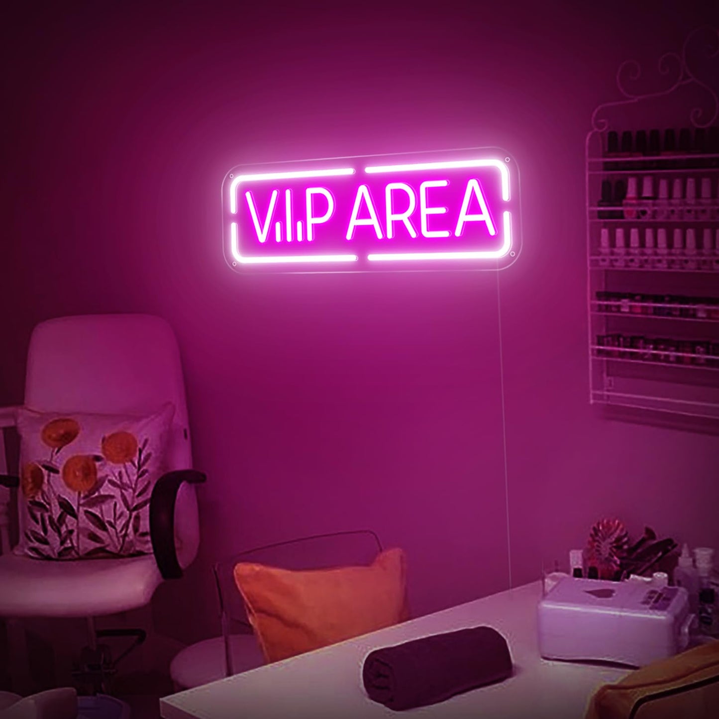 MinIeoh VIP Area Neon Sign, USB Powered VIP LED Light Signs for Room Decor, Dimmable Light Up Sign For Business Wine Bar, Cocktail Bar, Hotel, Cafe, Office, Beauty Nail Lash Brow Salon Decor