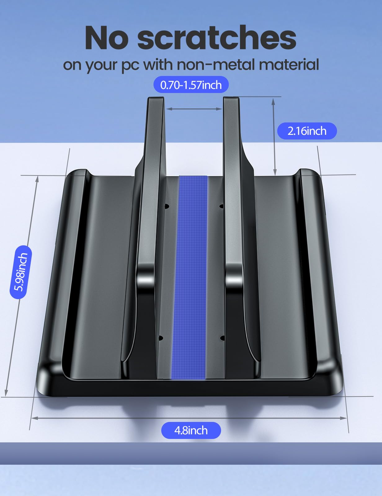 Vaydeer Vertical Laptop Stand Holder Organizer Plastic Adjustable Desktop Notebook Dock Space-Saving 3 in 1 for All MacBook Pro Air,Mac,HP,Dell,Microsoft Surface,Lenovo,up to 17.3 inches (Black)